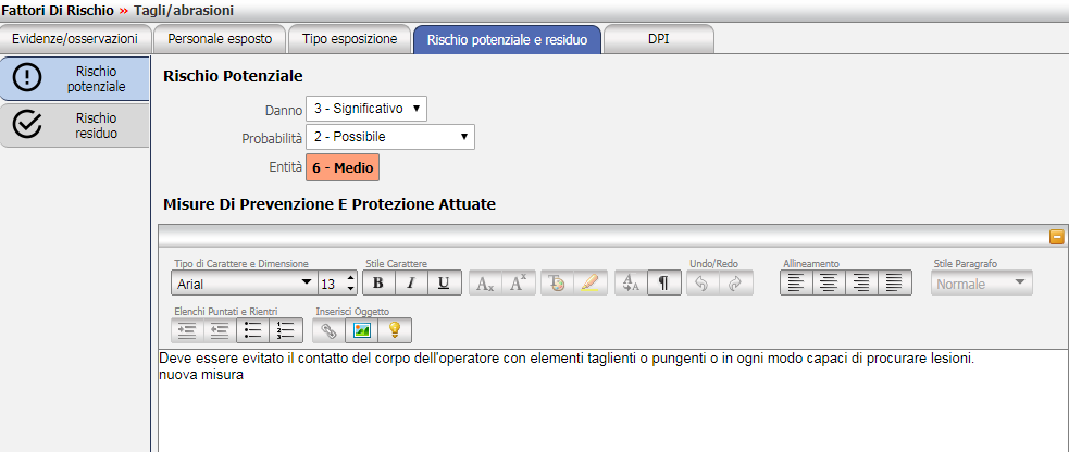 Valutazione Rischio Residuo e Potenziale