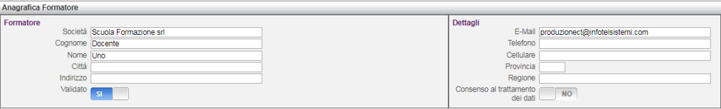 anagrafica formatore